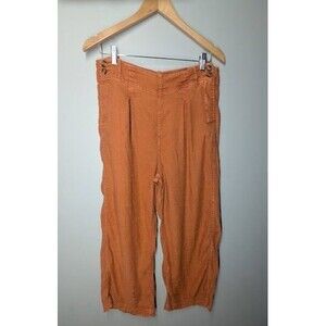 American Eagle Baggy Wide Leg Crop Linen Pants Women's 14R Orange Boho Fall